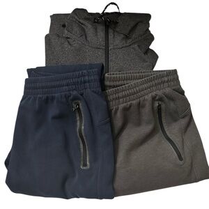 Old Navy Men's Dynamic Fleece Navy & Gray Joggers w/Hoodie Sz LARGE